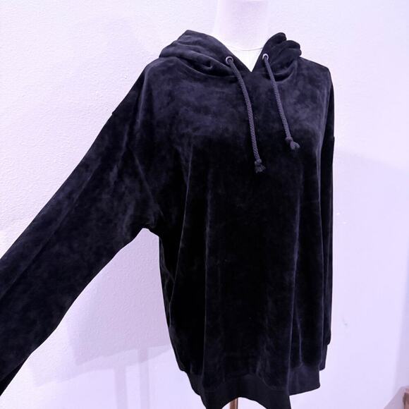 Joe’s Jeans Black Velour Hoodie Women M Soft Pullover Luxury Lounge Cozy Fall - Picture 3 of 8
